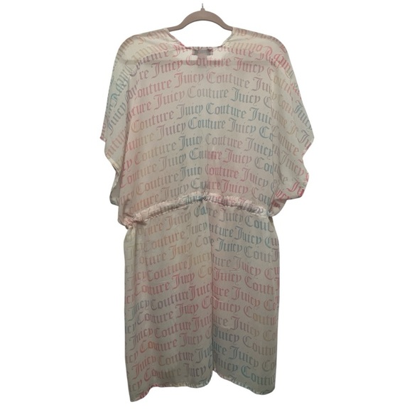 NWOT Juicy Couture Logo Pastel Pink Sheer Flowy Silky Kimono Beach Coverup - Picture 2 of 11